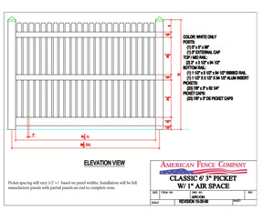 Classic 6' 3" Picket w/1" Air Space, AFC-C61