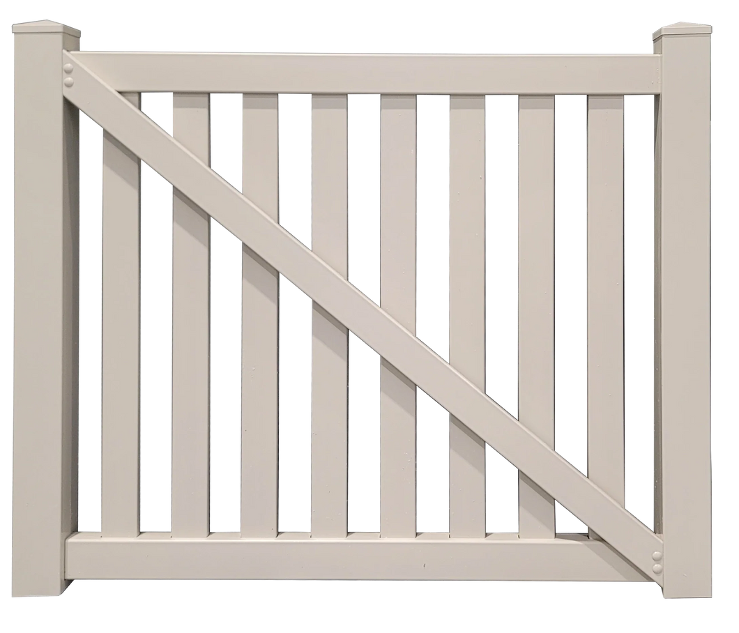 6' x 4' Sandstone Semi-Private Closed Picket Single Swing Vinyl Fence Gate (K-17)