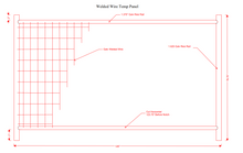 Technical drawing of a welded wire temporary fence panel, featuring galvanized welded wire mesh and reinforced with 1.375-inch and 1.625-inch galvanized rails for stability.