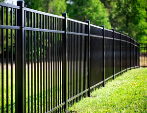 Ornamental Aluminum Flat Top 6' Wide x 4' Tall 3-Rail Fence Panel with 3-7/8" Air Space