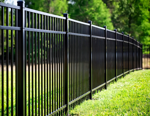 Ornamental Aluminum Flat Top 6' Wide x 4' Tall 3-Rail Fence Panel with 3-7/8