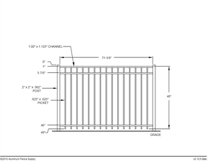 [100 Feet Of Fence] 6' Tall Black Ornamental Aluminum Flat Top Complete Fence Package