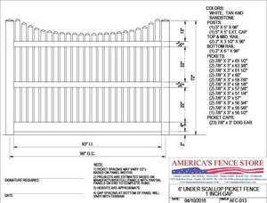 AFC-013   6' Tall x 8' Wide Underscallop Fence with 5/8" Air Space
