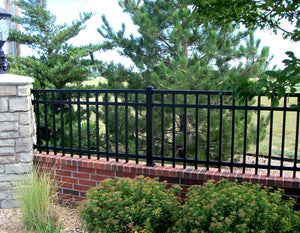 6' x 6' Aluminum Ornamental Flat Top Series A 3-Rail - Standard Picket