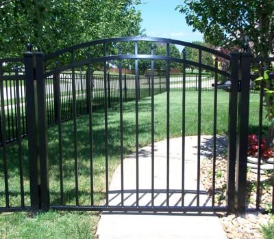 12' Aluminum Ornamental Single Swing Gate - Flat Top Series C - Over Arch