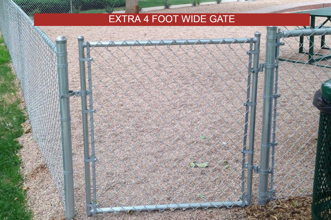 [Extra 4 Foot Wide Gate] Galvanized Chain Link Complete Fence Package