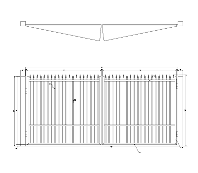 Flat Top Drive Gate with Quad Flare Finials - 12' opening x 6' height