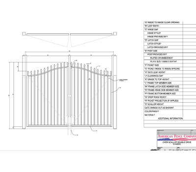 96" x 60" Overscallop Spear Top Double Drive Gate